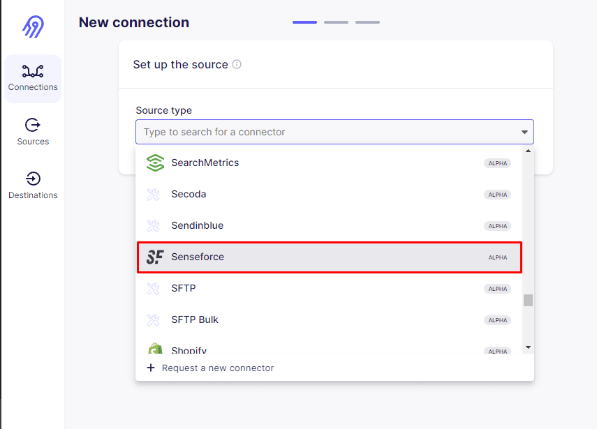 Airbyte source selection