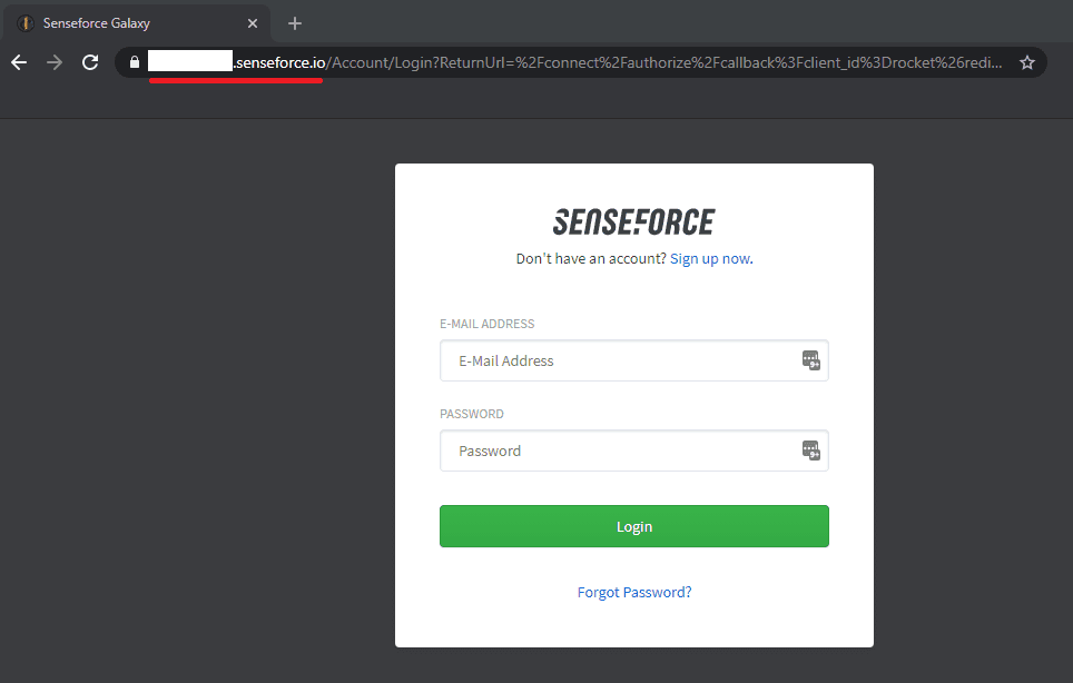 Senseforce backend url