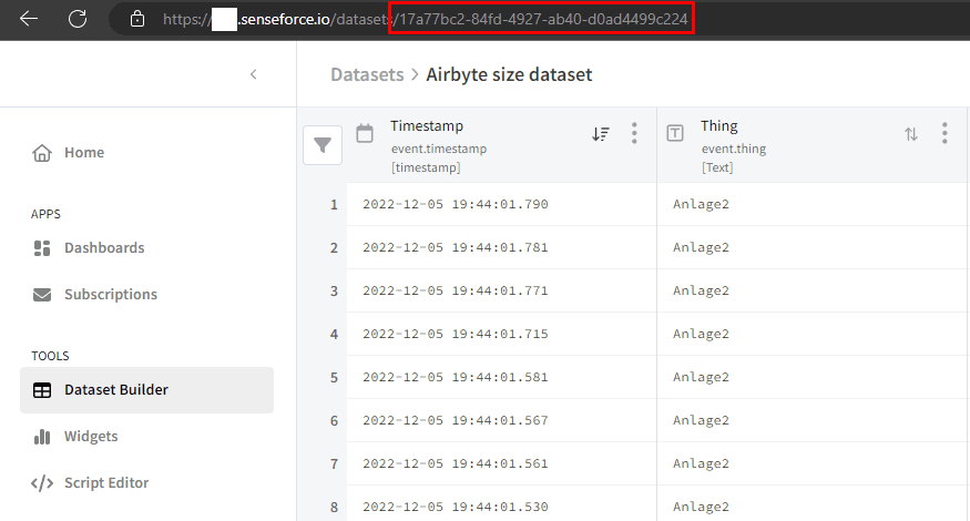 Senseforce Dataset Id